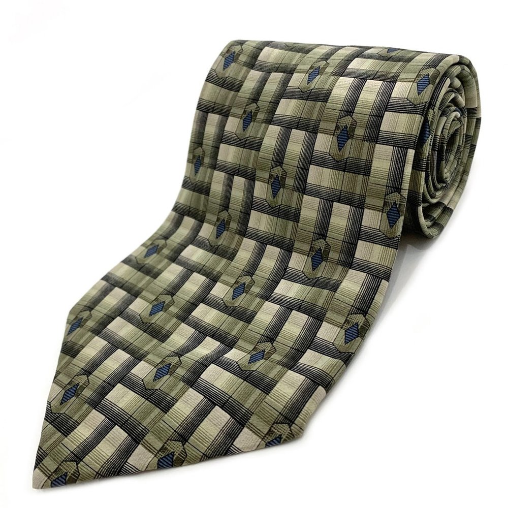 PIERRE CARDIN Designer Men's Silk Geometric Pattern Necktie